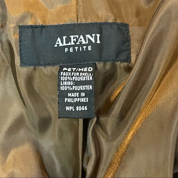 Alfani brown faux fur texture soft mid length lined collared coat jacket MP - Picture 7 of 12